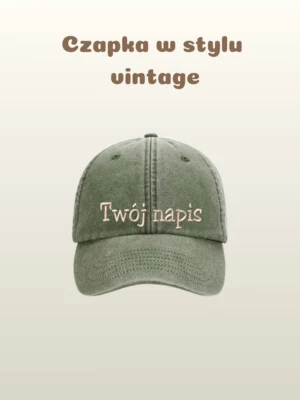 Czapka w stylu vintage z haftem według Twojego projektu